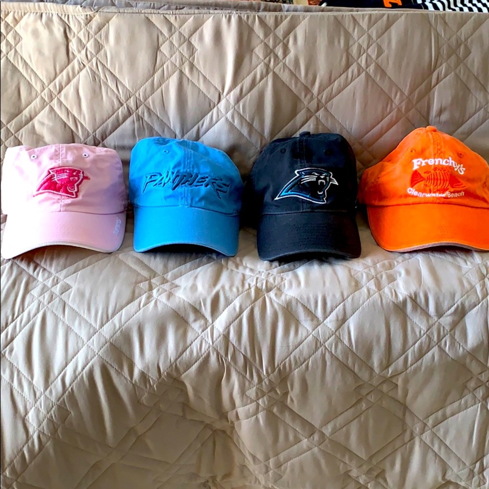 Set of (4) women’s hats.  Three Panthers hats
